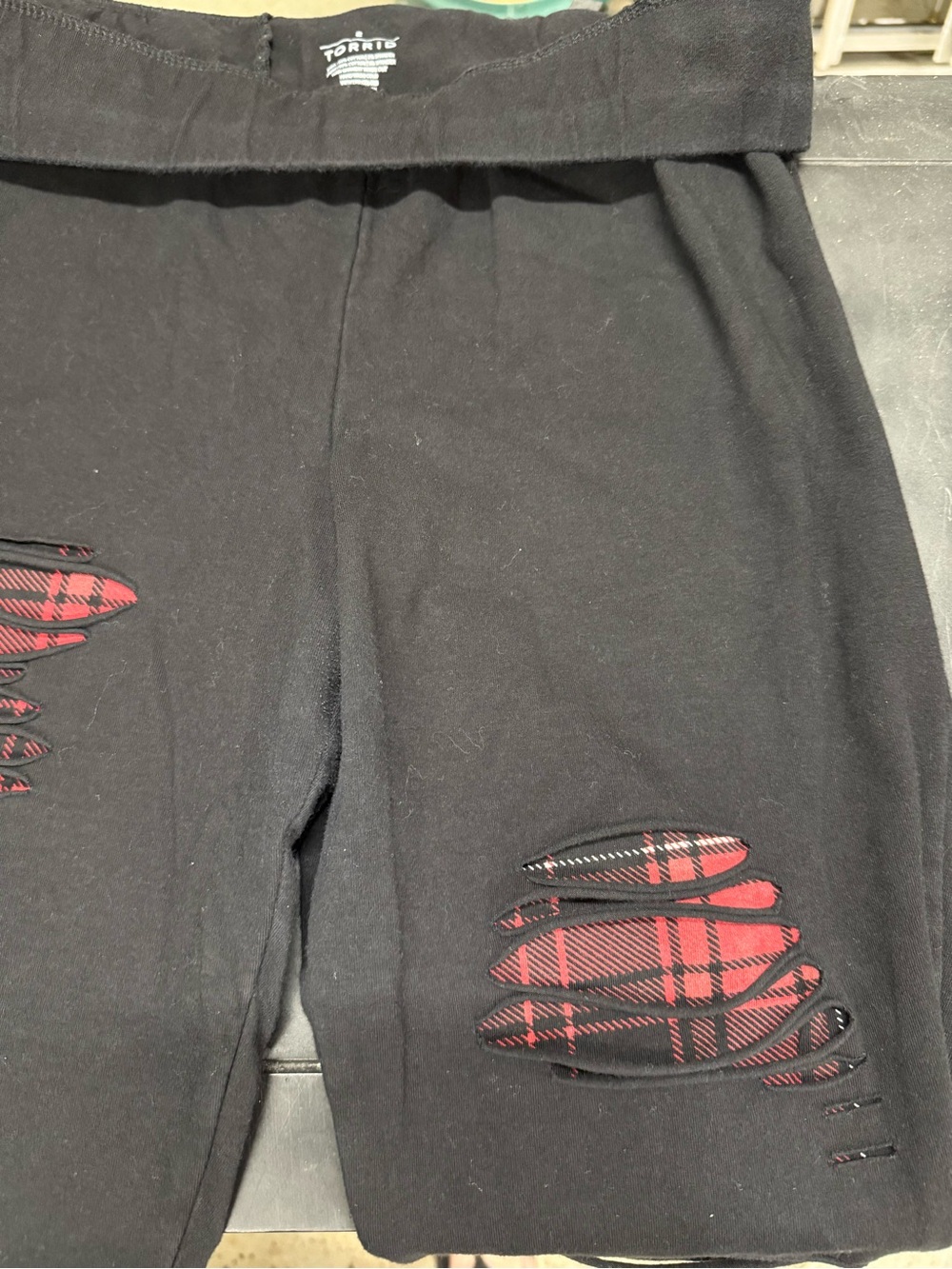 torrid Black Girls' Shorts with Red Plaid Inset Details